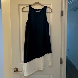 Club Monaco Quynh Asymmetrical Midi Dress (Black and White) Size: 2